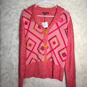 NWT Michael Simon Pink Cardigan Sweater Size Large